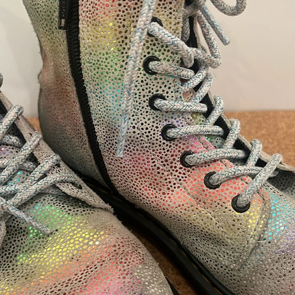 Dr Martens Pascal Y Combat Boots Rainbow Metallic Leather Womens Size 5 - Picture 4 of 16